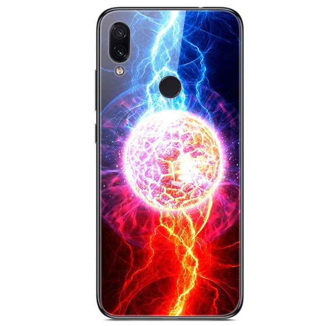 6.3'' For Xiaomi Redmi Note 7 Case Glass Back Hard Cover For Xiaomi Redmi Note 7 Case Note7 Soft Bumper Tempered Fashion Note 7S - Amzon World
