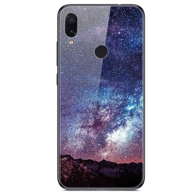 6.3'' For Xiaomi Redmi Note 7 Case Glass Back Hard Cover For Xiaomi Redmi Note 7 Case Note7 Soft Bumper Tempered Fashion Note 7S - Amzon World