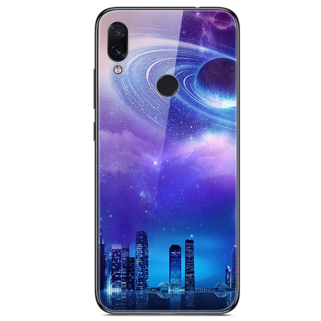 6.3'' For Xiaomi Redmi Note 7 Case Glass Back Hard Cover For Xiaomi Redmi Note 7 Case Note7 Soft Bumper Tempered Fashion Note 7S - Amzon World