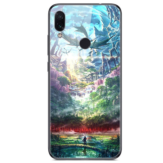 6.3'' For Xiaomi Redmi Note 7 Case Glass Back Hard Cover For Xiaomi Redmi Note 7 Case Note7 Soft Bumper Tempered Fashion Note 7S - Amzon World