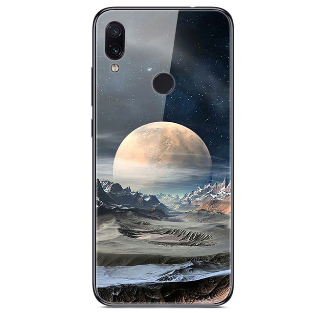 6.3'' For Xiaomi Redmi Note 7 Case Glass Back Hard Cover For Xiaomi Redmi Note 7 Case Note7 Soft Bumper Tempered Fashion Note 7S - Amzon World