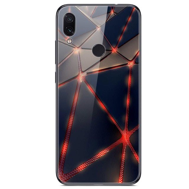 6.3'' For Xiaomi Redmi Note 7 Case Glass Back Hard Cover For Xiaomi Redmi Note 7 Case Note7 Soft Bumper Tempered Fashion Note 7S - Amzon World