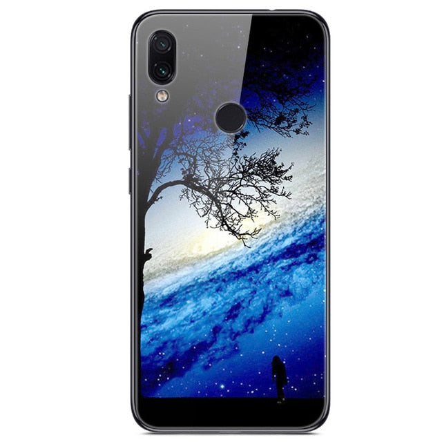 6.3'' For Xiaomi Redmi Note 7 Case Glass Back Hard Cover For Xiaomi Redmi Note 7 Case Note7 Soft Bumper Tempered Fashion Note 7S - Amzon World