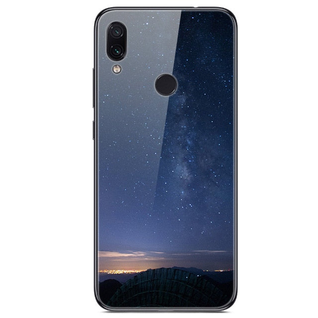 6.3'' For Xiaomi Redmi Note 7 Case Glass Back Hard Cover For Xiaomi Redmi Note 7 Case Note7 Soft Bumper Tempered Fashion Note 7S - Amzon World