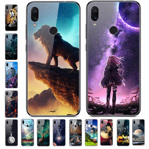 6.3'' For Xiaomi Redmi Note 7 Case Glass Back Hard Cover For Xiaomi Redmi Note 7 Case Note7 Soft Bumper Tempered Fashion Note 7S - Amzon World