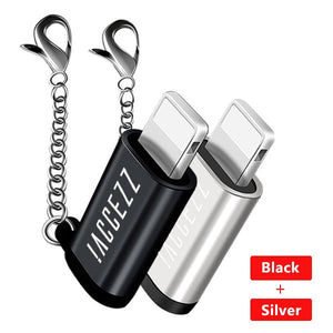 1PC 2PC OTG Adapter For iphone X 7 8 6 5 Plus XS MAX XR Sync Data Charger Micro USB To Lighting Converter With Key Chain - Amzon World