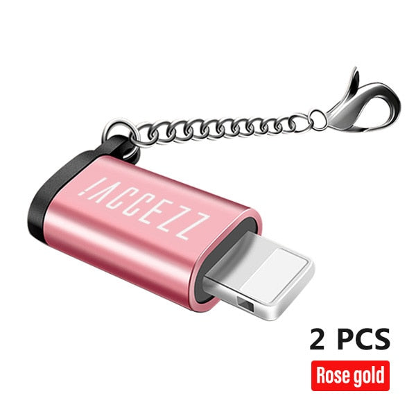 1PC 2PC OTG Adapter For iphone X 7 8 6 5 Plus XS MAX XR Sync Data Charger Micro USB To Lighting Converter With Key Chain - Amzon World