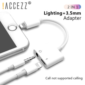 ACCEZZ 2 in 1 Lighting Charger Listening Adapter For iphone X 7 Charging Adapter 3.5mm Jack AUX Splitter adaptador For iphone - Amzon World