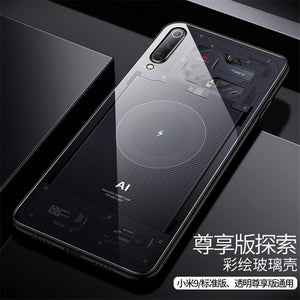Aixuan Glass Case For Xiaomi mi 9/Mi9 Explorer/Xiaomi mi 9 SE Case painted Tempered Glass Silicon Protective full Cover Cases - Amzon World