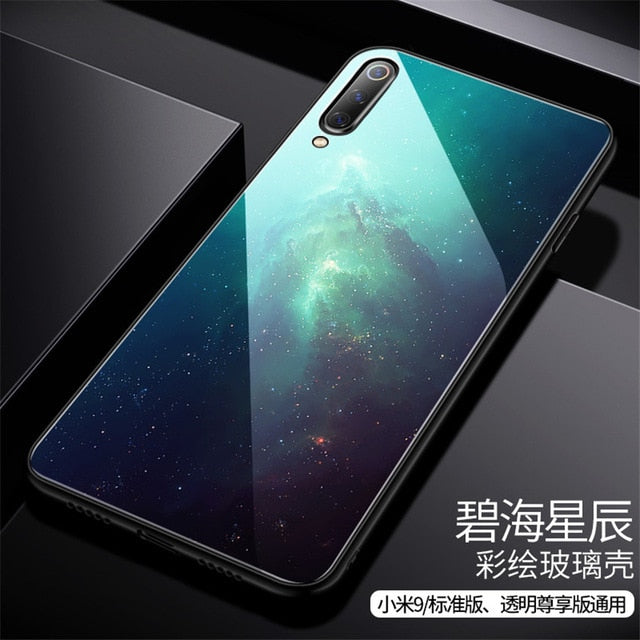Aixuan Glass Case For Xiaomi mi 9/Mi9 Explorer/Xiaomi mi 9 SE Case painted Tempered Glass Silicon Protective full Cover Cases - Amzon World