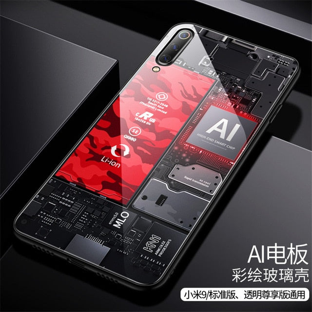 Aixuan Glass Case For Xiaomi mi 9/Mi9 Explorer/Xiaomi mi 9 SE Case painted Tempered Glass Silicon Protective full Cover Cases - Amzon World
