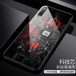 Aixuan Glass Case For Xiaomi mi 9/Mi9 Explorer/Xiaomi mi 9 SE Case painted Tempered Glass Silicon Protective full Cover Cases - Amzon World