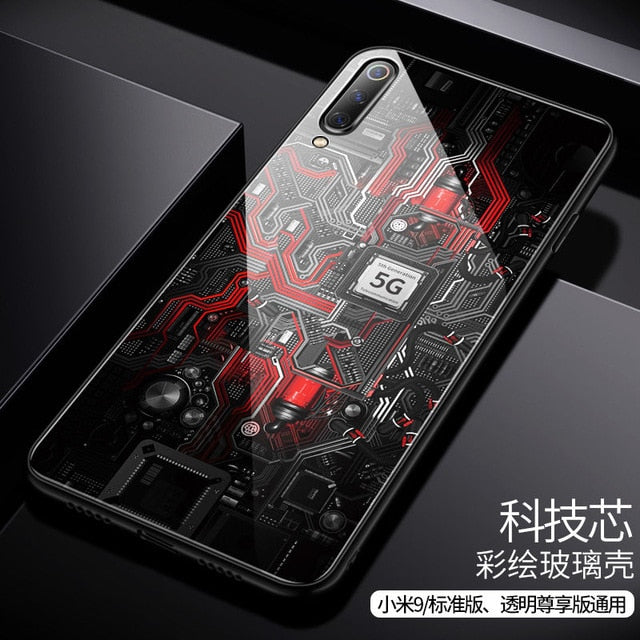 Aixuan Glass Case For Xiaomi mi 9/Mi9 Explorer/Xiaomi mi 9 SE Case painted Tempered Glass Silicon Protective full Cover Cases - Amzon World