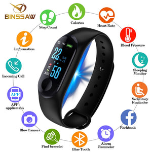 BINSSAW Men Women Sport Smart Bracelet Watch Bluetooth Clock Remote Camera Heart Rate Blood PressureSleep Monitor Pedometer Band - Amzon World