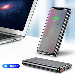 Baseus 10000mAh QI Wireless Charger Power Bank For iPhone Samsung PD + QC3.0 Fast Charging USB Powerbank External Battery Pack - Amzon World