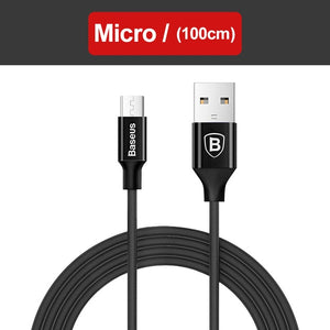 Baseus 3 in 1 USB Cable For iPhone Samsung Xiaomi Multi Fast Charge Charger Micro USB Cable 2 in 1 Mobile Phone USB Type C Cable - Amzon World