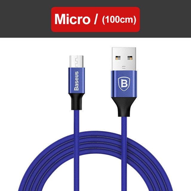 Baseus 3 in 1 USB Cable For iPhone Samsung Xiaomi Multi Fast Charge Charger Micro USB Cable 2 in 1 Mobile Phone USB Type C Cable - Amzon World