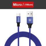 Baseus 3 in 1 USB Cable For iPhone Samsung Xiaomi Multi Fast Charge Charger Micro USB Cable 2 in 1 Mobile Phone USB Type C Cable - Amzon World