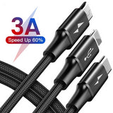 Baseus 3 in 1 USB Cable For iPhone Samsung Xiaomi Multi Fast Charge Charger Micro USB Cable 2 in 1 Mobile Phone USB Type C Cable - Amzon World