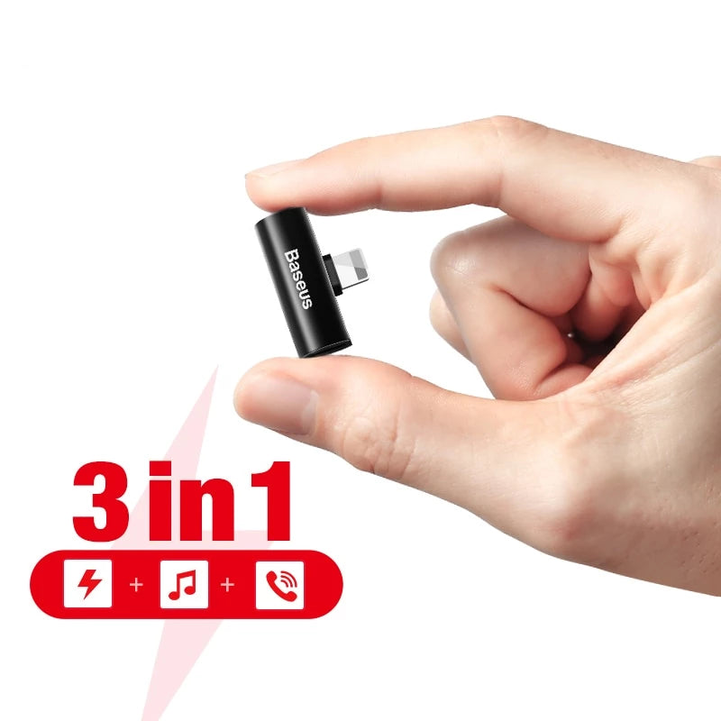Baseus Audio Aux Adapter For iPhone Xs Max Xr X 8 7 Plus Earphone Headphone Connector OTG Cable For Lightning Splitter Converter - Amzon World