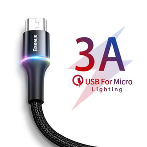 Baseus LED Lighting Micro USB Cable 3A Fast Charging Charger Microusb Cable For Samsung Xiaomi Android Mobile Phone Wire Cord 2m - Amzon World