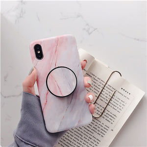 Beyour Marble Flexible Stand Holder Case For iPhone XS XS Max X 8 7 6S Plus For Huawei P20 For Samsung S10 Soft IMD Phone Cover - Amzon World