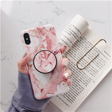 Beyour Marble Flexible Stand Holder Case For iPhone XS XS Max X 8 7 6S Plus For Huawei P20 For Samsung S10 Soft IMD Phone Cover - Amzon World