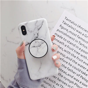 Beyour Marble Flexible Stand Holder Case For iPhone XS XS Max X 8 7 6S Plus For Huawei P20 For Samsung S10 Soft IMD Phone Cover - Amzon World