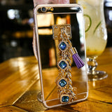 Bling Bracelet Crystal Tassel Women Case For iPhone XR XS MAX X 10 8 7 6 6S Plus 5 5S SE Phone Cases For iPhone X Mirror Cover - Amzon World