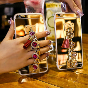 Bling Bracelet Crystal Tassel Women Case For iPhone XR XS MAX X 10 8 7 6 6S Plus 5 5S SE Phone Cases For iPhone X Mirror Cover - Amzon World