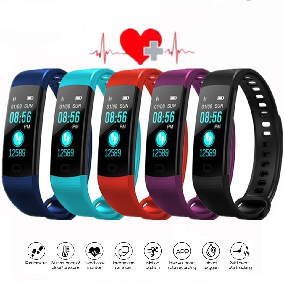 Bluetooth Smart Bracelet Color Screen Y5 Smartband Heart Rate Monitor Blood Pressure Measurement Fitness Tracker Smart Watch Men - Amzon World