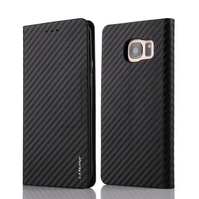 Classy Magnetic Flip Wallet Case For Samsung Galaxy S20 Ultra S5 NEO S6 S7 edge Carbon Fiber Leather Cover S10 S9 S8 Plus Soft - Amzon World