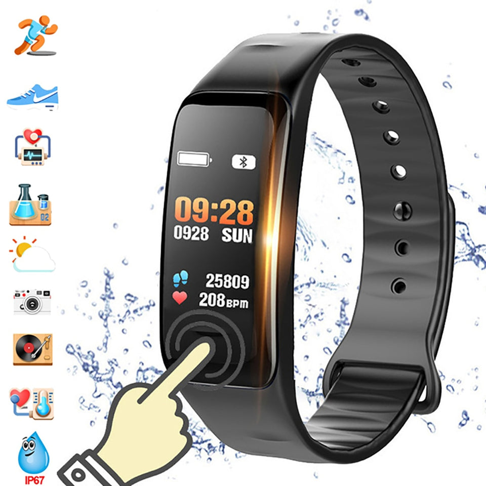 Color Screen C1S Smart Bracelet Waterproof Heart Rate Monitor Health Fitness Tracker Bluetooth Smart Watch for Sport PK MI Band4 - Amzon World