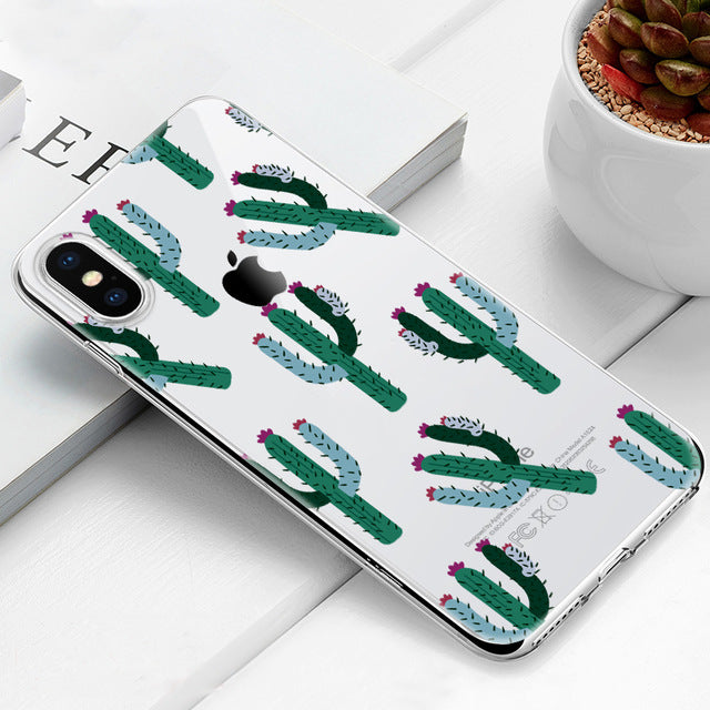 Cute Phone Case For iPhone 7 8 Plus 6 6S X XS Max XR 5 5s SE Soft Silicone Cover For iPhone 6 S PLUS 7 8 Cactus Flamingo Cases - Amzon World
