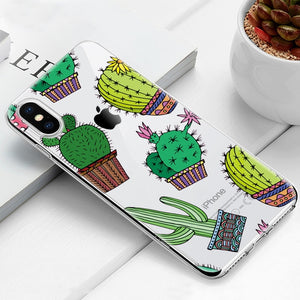 Cute Phone Case For iPhone 7 8 Plus 6 6S X XS Max XR 5 5s SE Soft Silicone Cover For iPhone 6 S PLUS 7 8 Cactus Flamingo Cases - Amzon World