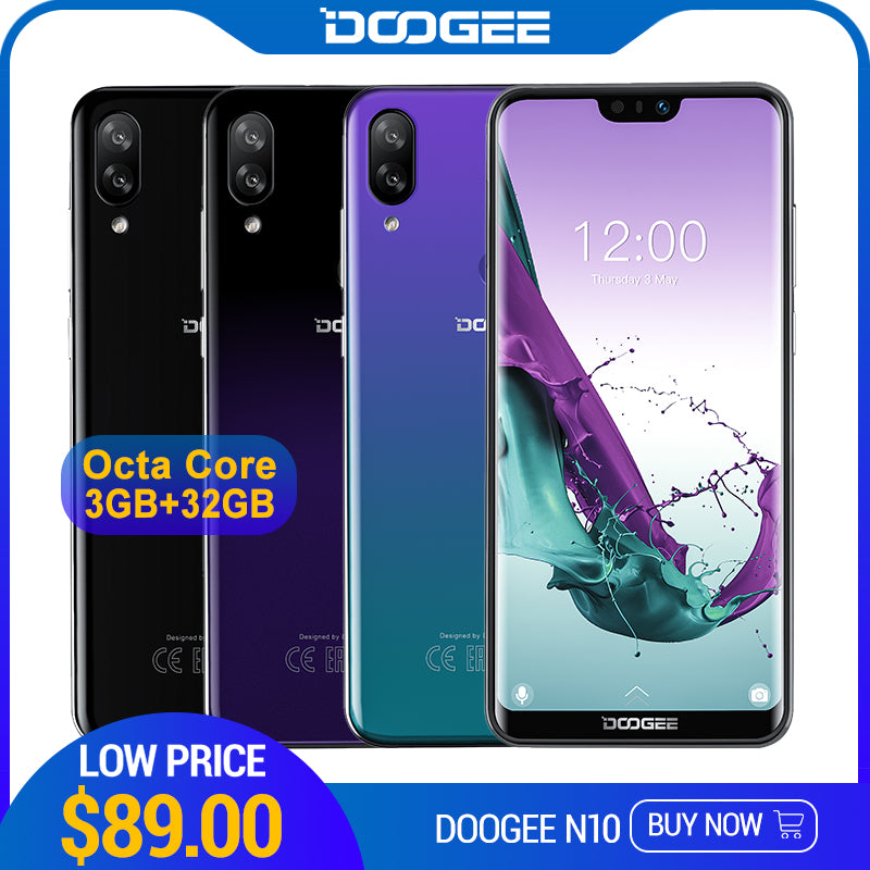 DOOGEE N10 cep Telefonu Octa-çekirdek 3GB RAM 32GB ROM 5.84 inç FHD + 19:9 Ekran 16.0MP ön Kamera 3360mAh Android 8.1 4G LTE 2019 - Amzon World