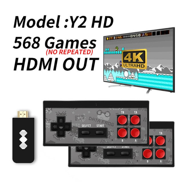 Data Frog USB Wireless Handheld TV Video Game Console Build In 620  Classic 8 Bit Game mini Console Dual Gamepad AV Output - Amzon World