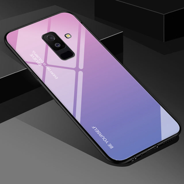 EKDME Tempered Glass Case For Samsung Galaxy S8 S9 S10 Plus S10e A50 A30 70 A7 J6 A8 2018 Note 8 9 M30 M20 Aurora Colorful Cover - Amzon World