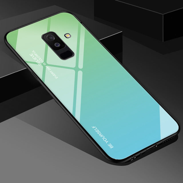 EKDME Tempered Glass Case For Samsung Galaxy S8 S9 S10 Plus S10e A50 A30 70 A7 J6 A8 2018 Note 8 9 M30 M20 Aurora Colorful Cover - Amzon World