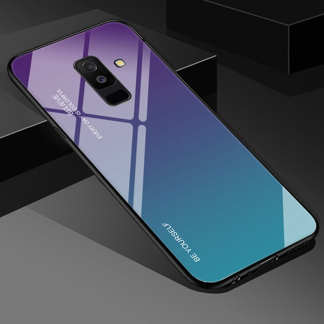 EKDME Tempered Glass Case For Samsung Galaxy S8 S9 S10 Plus S10e A50 A30 70 A7 J6 A8 2018 Note 8 9 M30 M20 Aurora Colorful Cover - Amzon World