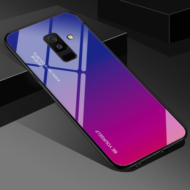 EKDME Tempered Glass Case For Samsung Galaxy S8 S9 S10 Plus S10e A50 A30 70 A7 J6 A8 2018 Note 8 9 M30 M20 Aurora Colorful Cover - Amzon World