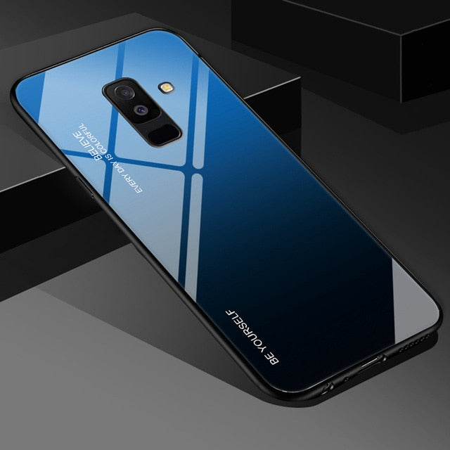EKDME Tempered Glass Case For Samsung Galaxy S8 S9 S10 Plus S10e A50 A30 70 A7 J6 A8 2018 Note 8 9 M30 M20 Aurora Colorful Cover - Amzon World