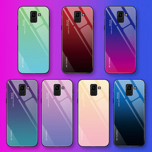 EKDME Tempered Glass Case For Samsung Galaxy S8 S9 S10 Plus S10e A50 A30 70 A7 J6 A8 2018 Note 8 9 M30 M20 Aurora Colorful Cover - Amzon World