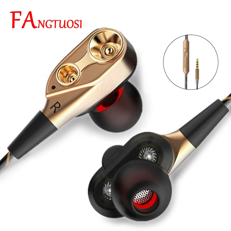 FANGTUOSI Dual Drive Stereo earphone In-ear Headset Earbuds Bass Earphones For iPhone huawei Xiaomi 3.5mm earphones With Mic - Amzon World