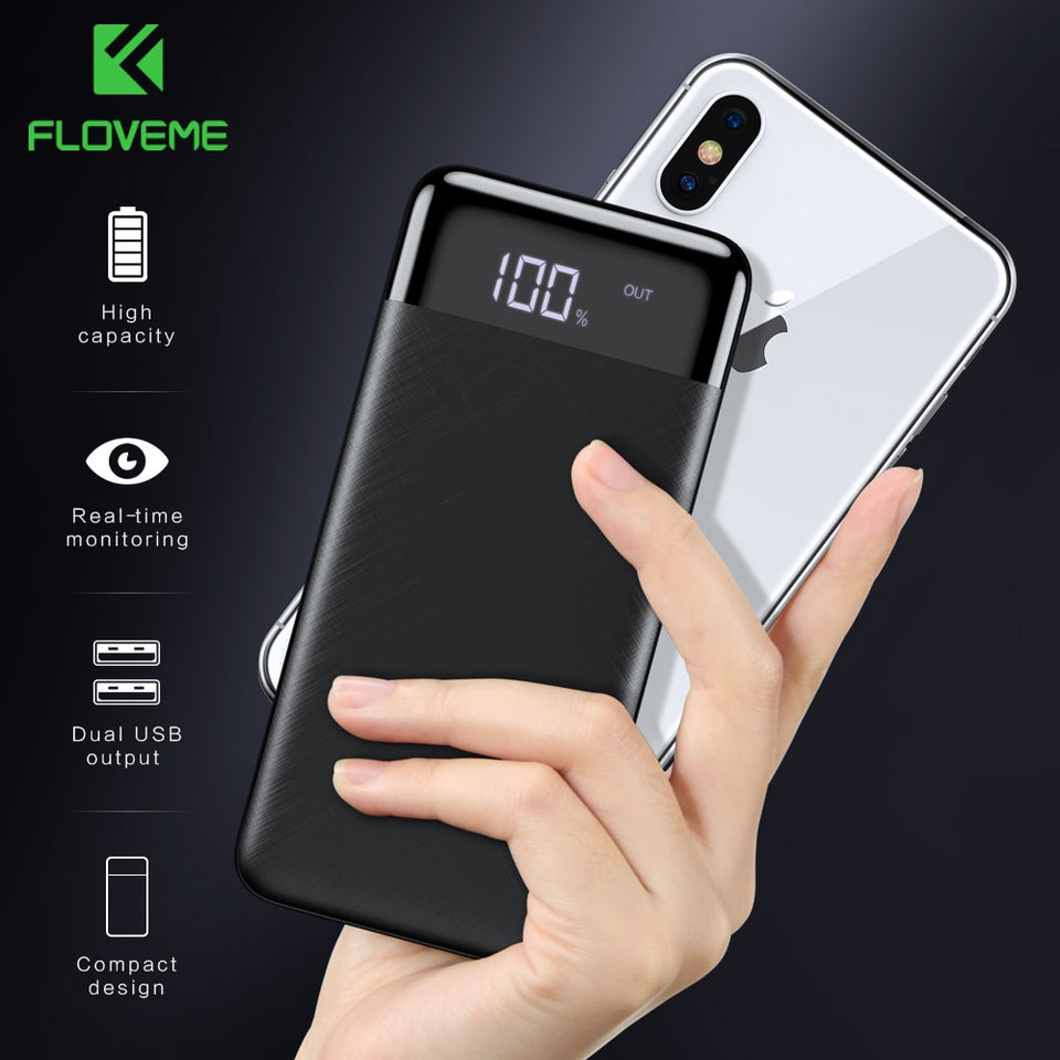 FLOVEME Power Bank 10000mah External Battery Backup Pack quick Charge Powerbank 10000 Mah Dual usb charger For iphone Xiaomi mi - Amzon World