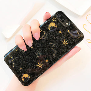 Fashion Shining Glitter Space planet phone Cases For iphone 11 X XR XS MAX 6 6S Plus 7 8 Plus Soft silicon Star back cover Case - Amzon World