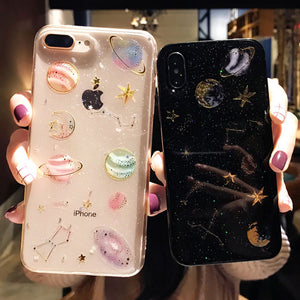 Fashion Shining Glitter Space planet phone Cases For iphone 11 X XR XS MAX 6 6S Plus 7 8 Plus Soft silicon Star back cover Case - Amzon World