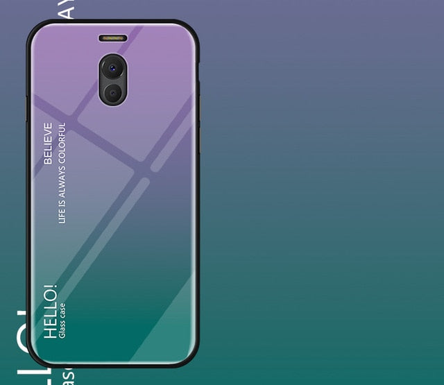 Fo Meizu M6 Note Case Luxury Hard Tempered Glass Fashion Gradient Protective Back Cover case For Meizu Note 6 full cover shell - Amzon World