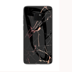 For Huawei Mate 20 Pro Case Luxury Marble Grain Hard Tempered Glass Protective Back Cover Case for huawei mate 20 20pro mate20 - Amzon World