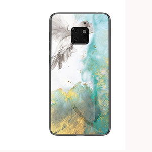 For Huawei Mate 20 Pro Case Luxury Marble Grain Hard Tempered Glass Protective Back Cover Case for huawei mate 20 20pro mate20 - Amzon World
